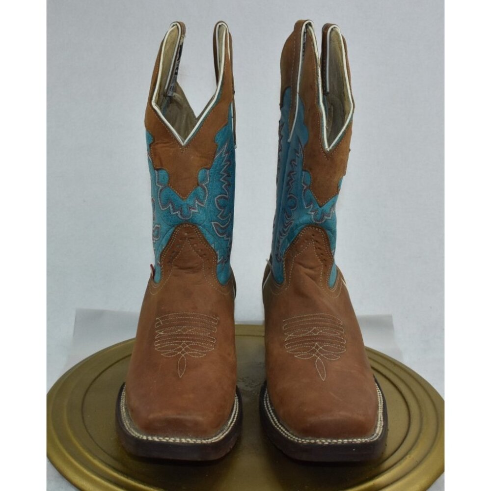 🌹Big Bull Boots Mens Size 8.5 Brown Leather Western Cowboy SquareToe Mexico 26.5 - Picture 2 of 14